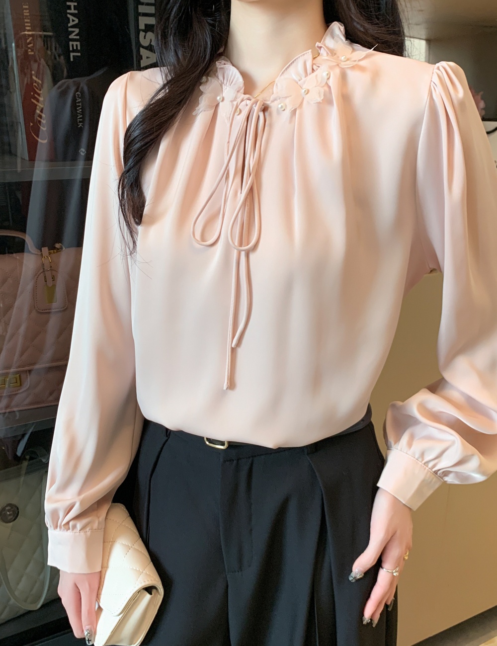 Wood ear tops temperament shirt for women