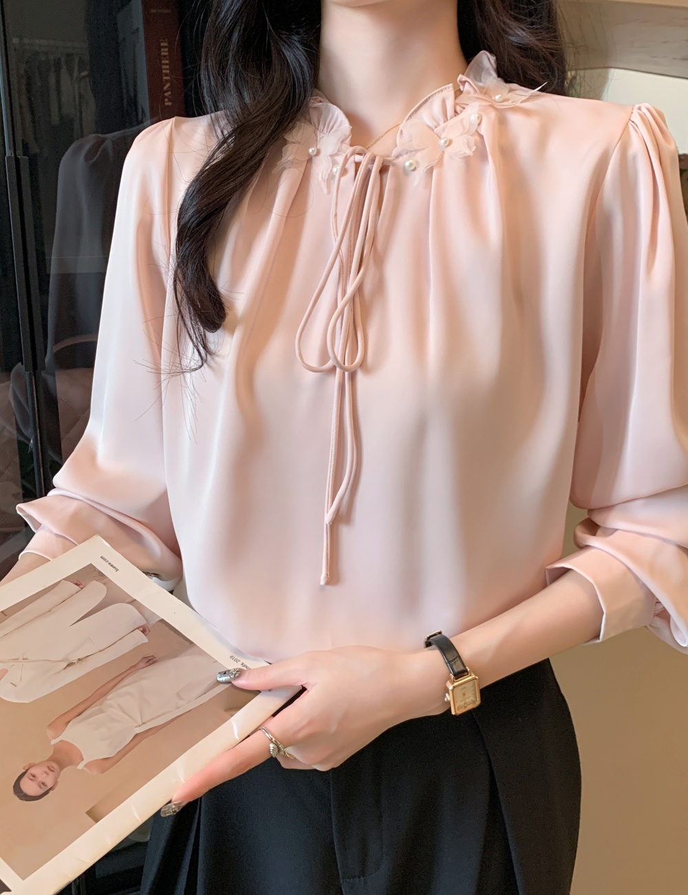 Wood ear tops temperament shirt for women