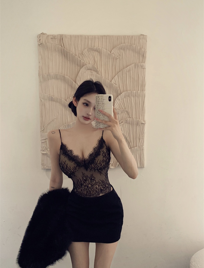 Enticement slim tops lace vest for women