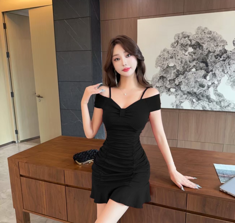 Sling little sexy lotus leaf edges dress