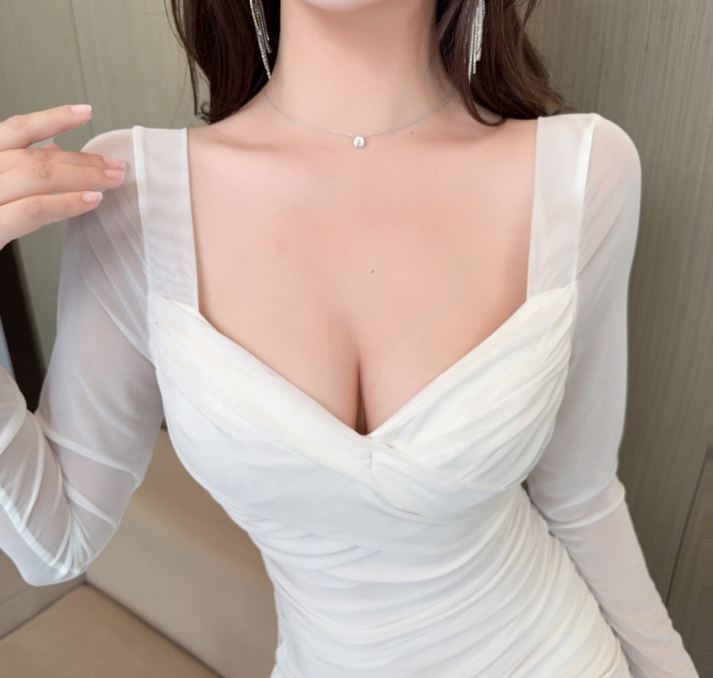 Fold spicegirl sexy enticement clavicle package hip dress