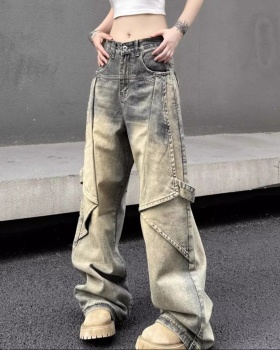 Washed large yard long pants retro jeans for women