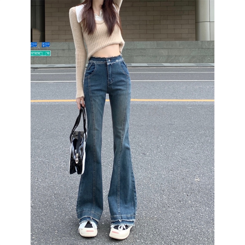 Retro long pants micro speaker jeans for women