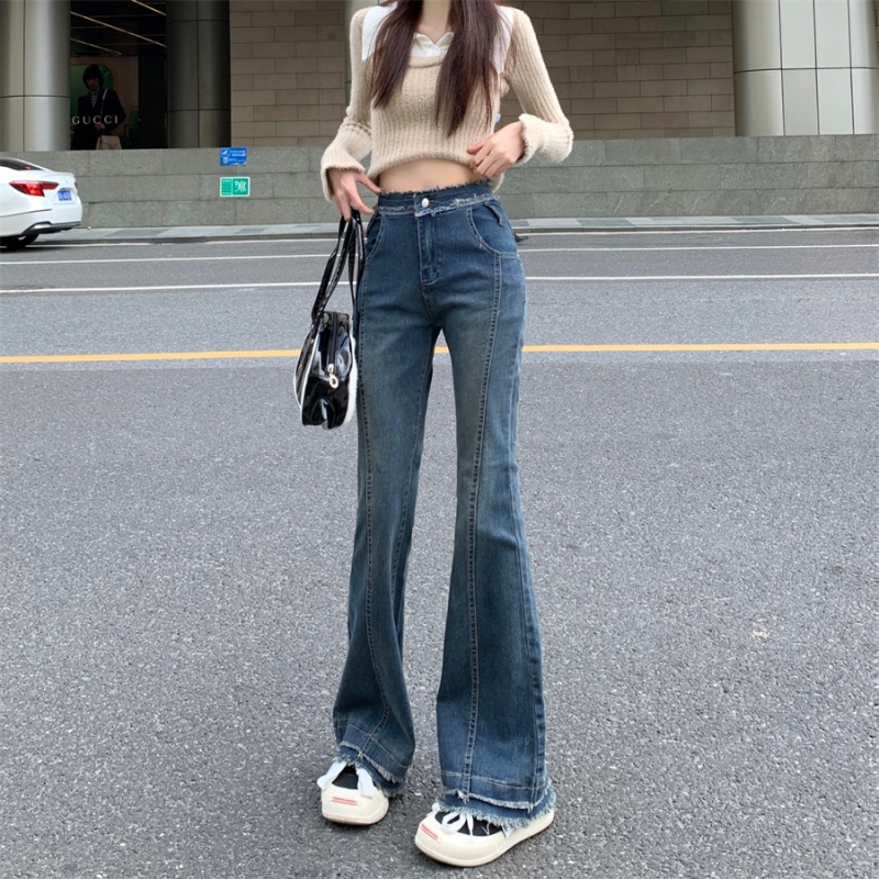 Retro long pants micro speaker jeans for women
