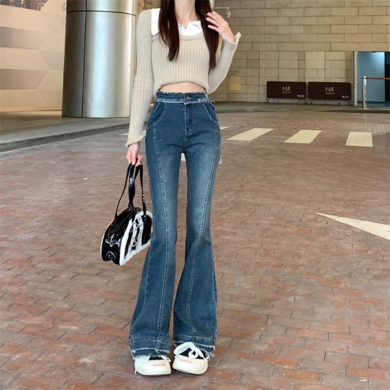 Retro long pants micro speaker jeans for women