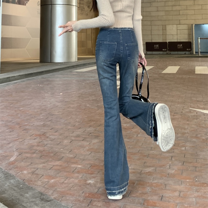 Retro long pants micro speaker jeans for women