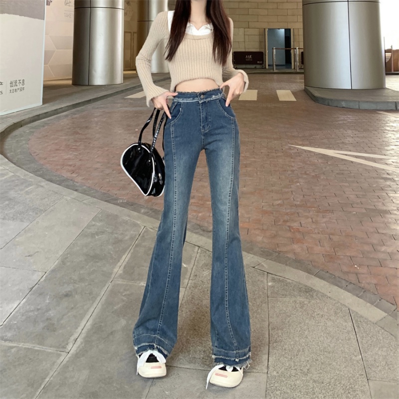 Retro long pants micro speaker jeans for women