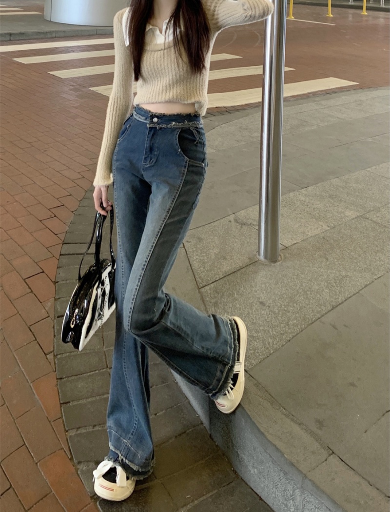 Retro long pants micro speaker jeans for women