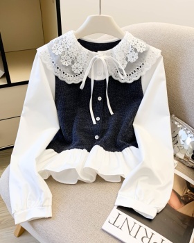 Retro tops France style shirt for women