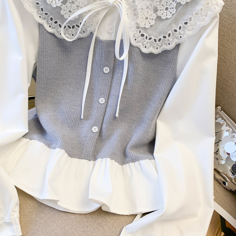 Retro tops France style shirt for women