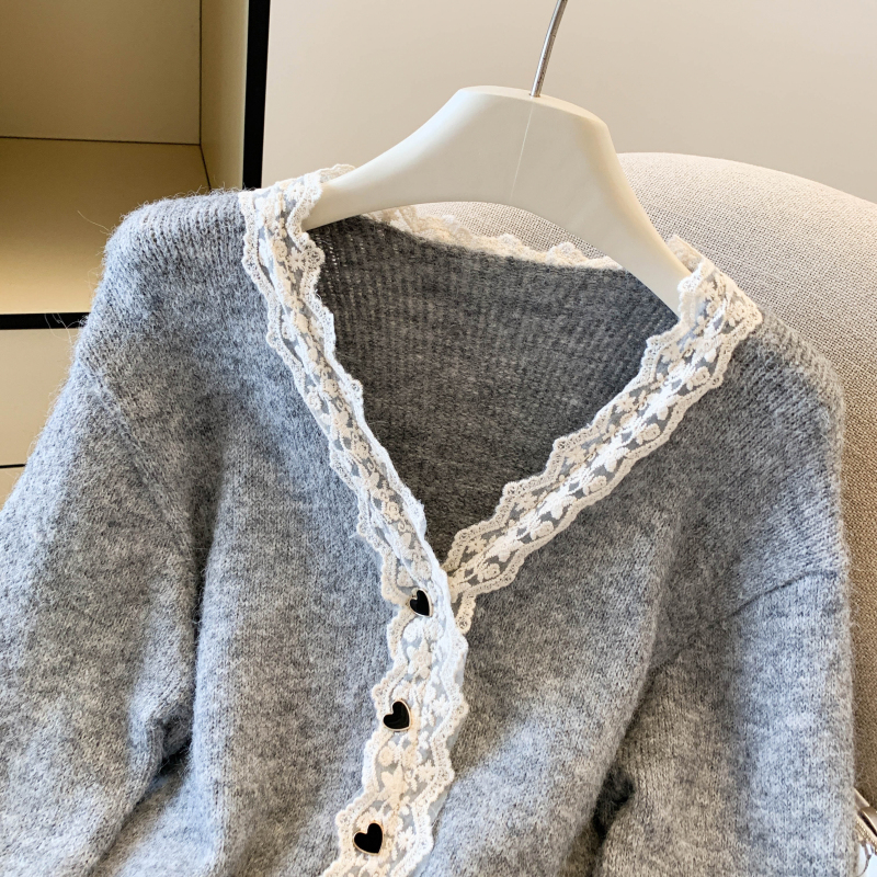 Heart buckle cardigan Western style tops for women