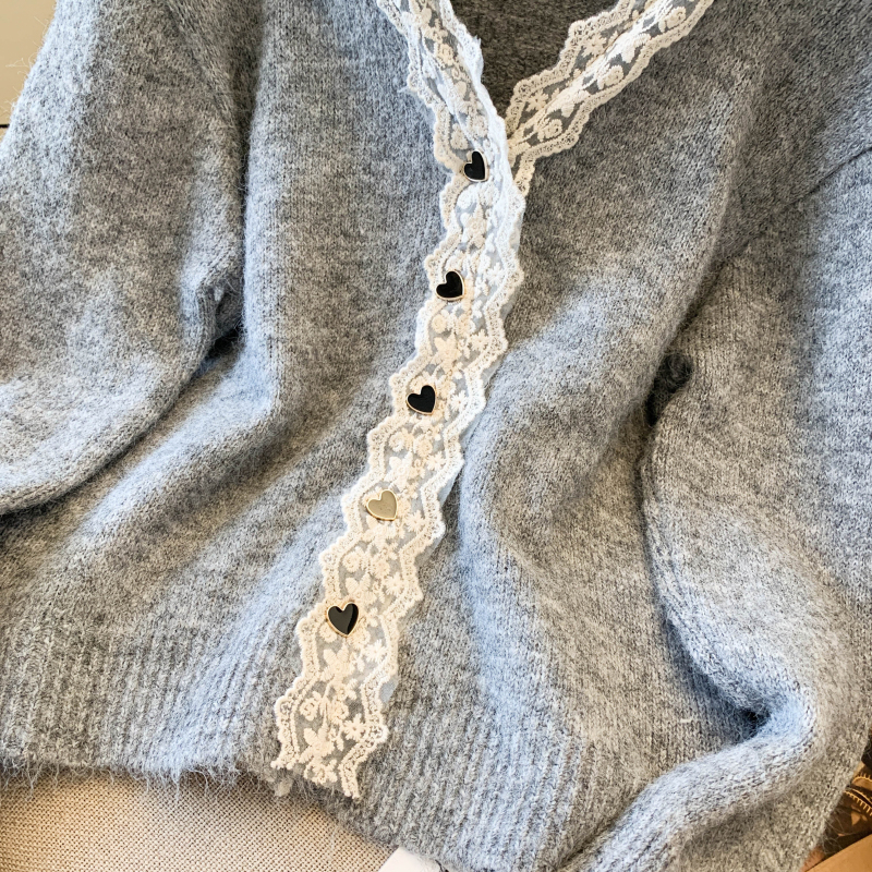 Heart buckle cardigan Western style tops for women
