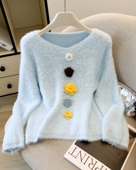Korean style loose sweater short knitted tops for women