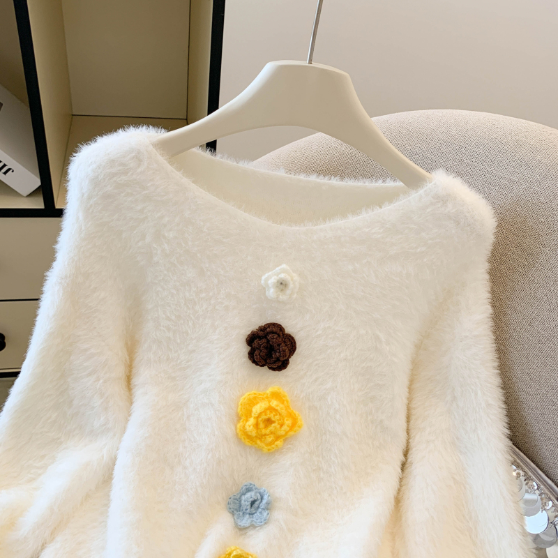 Korean style loose sweater short knitted tops for women