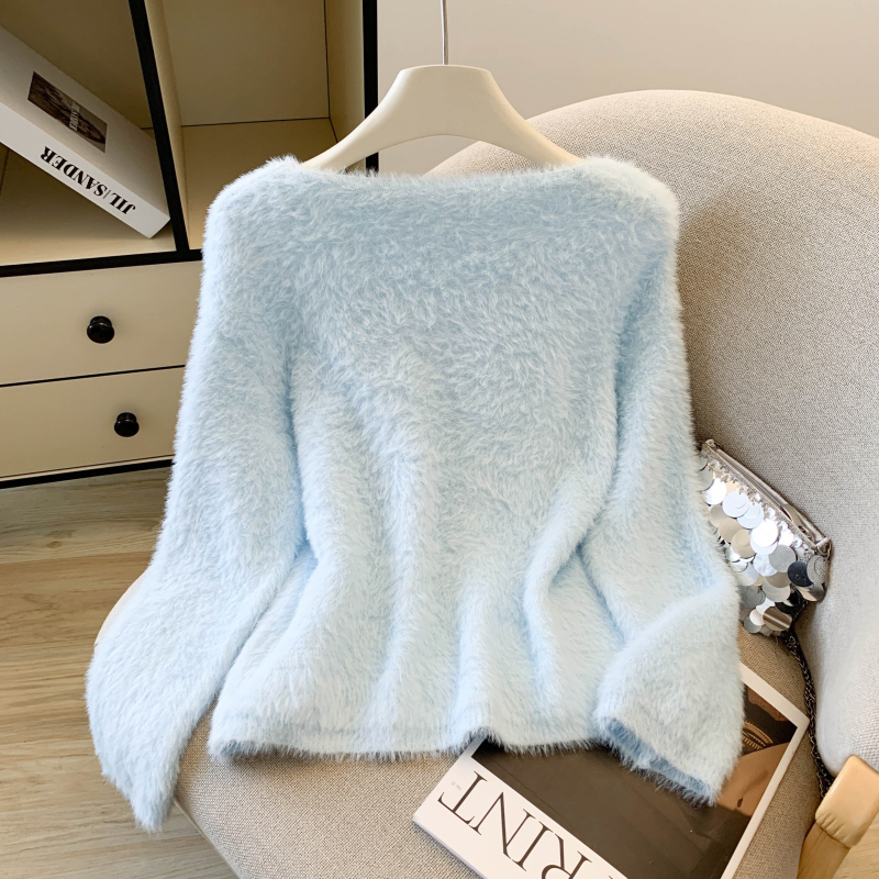 Korean style loose sweater short knitted tops for women