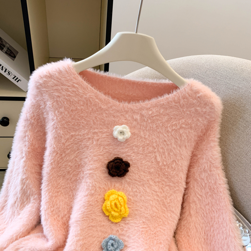 Korean style loose sweater short knitted tops for women