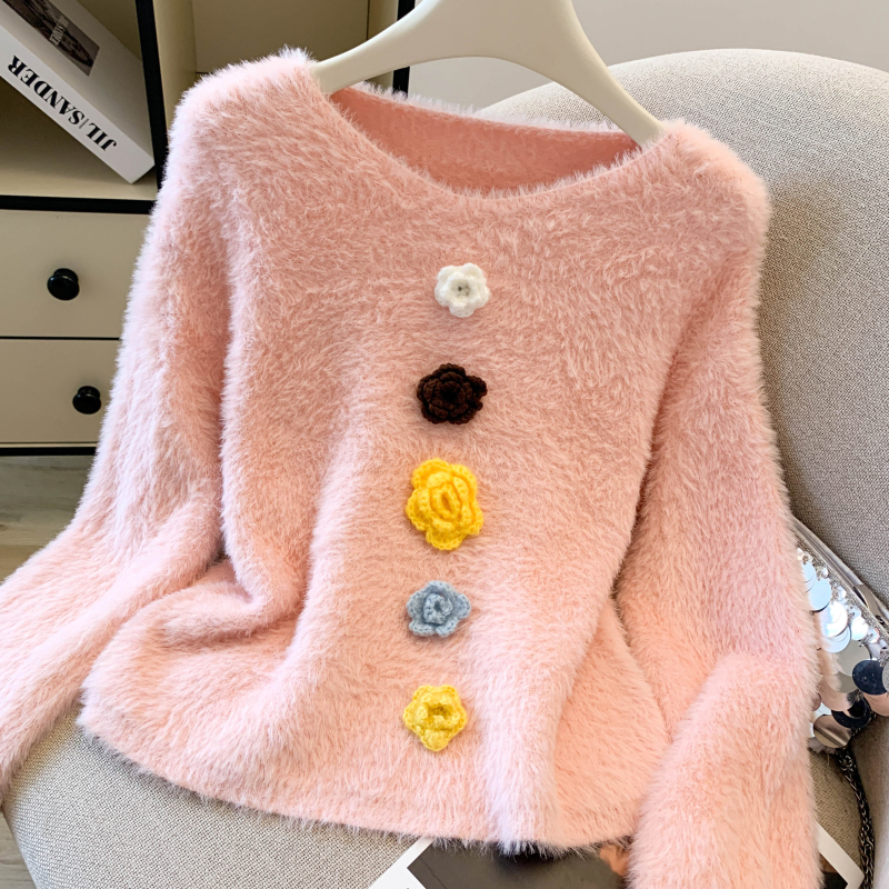 Korean style loose sweater short knitted tops for women
