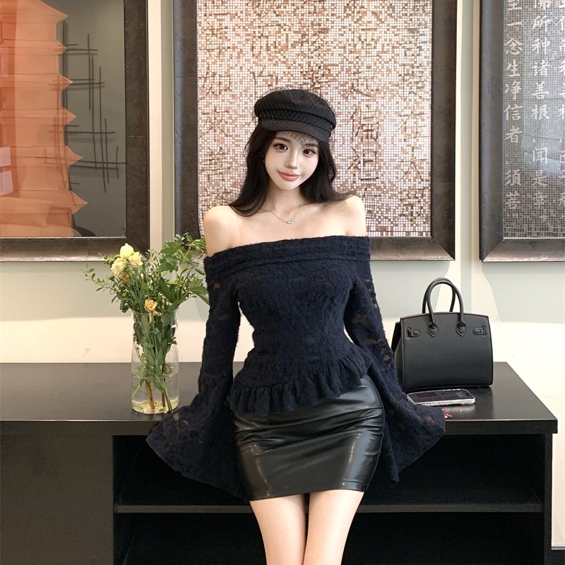 Long sleeve lace bottoming shirt autumn tops for women