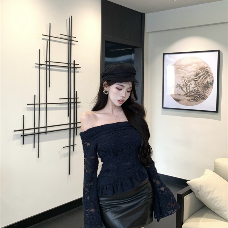 Long sleeve lace bottoming shirt autumn tops for women