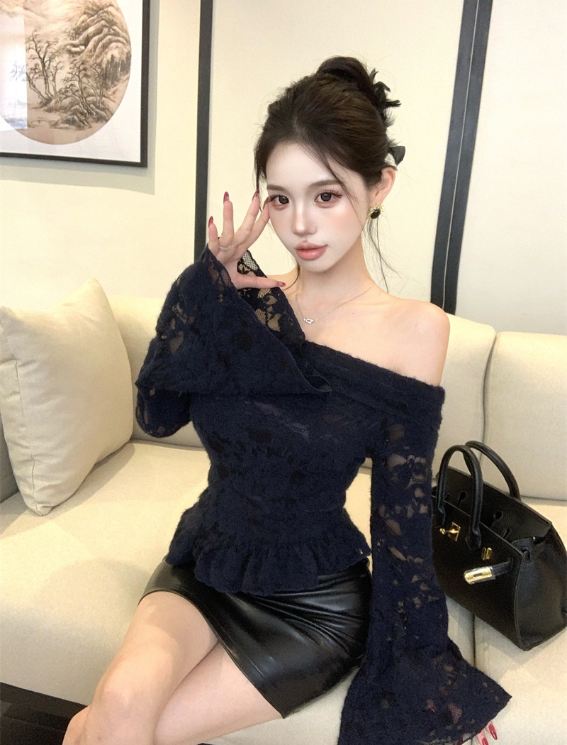 Long sleeve lace bottoming shirt autumn tops for women