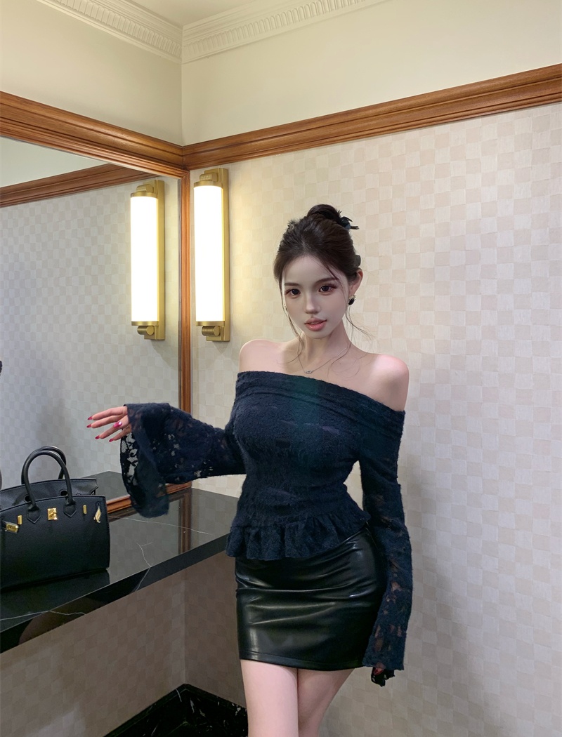 Long sleeve lace bottoming shirt autumn tops for women