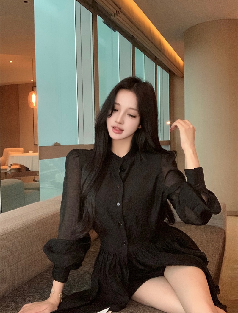 Irregular hem perspective looming shirt