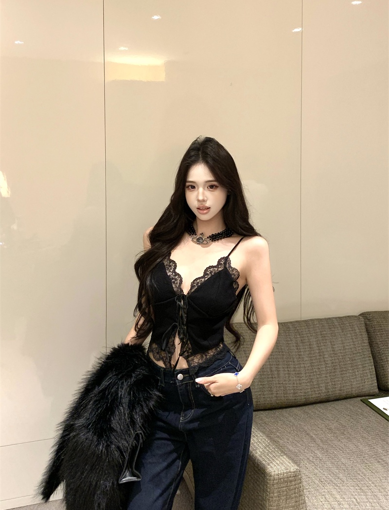 Inside the ride knitted vest bandage sling tops for women