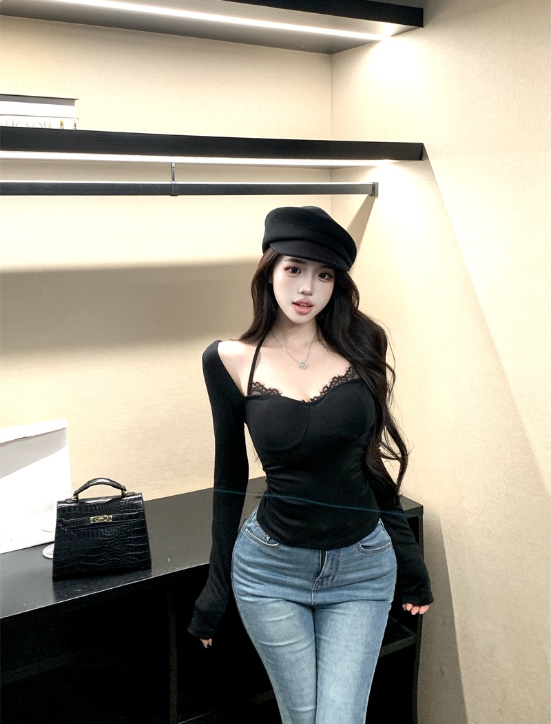 Spicegirl long sleeve bottoming shirt halter T-shirt for women