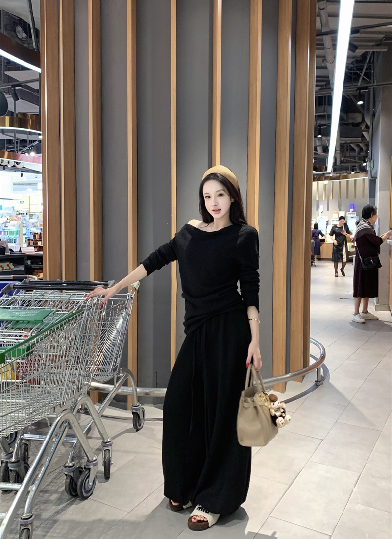 Lazy bud tops light luxury casual pants a set