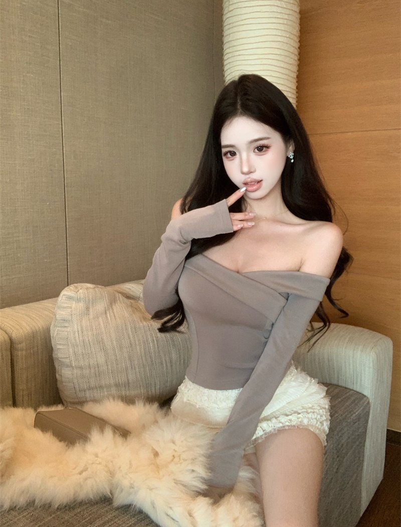 High elastic cross T-shirt temperament tops for women