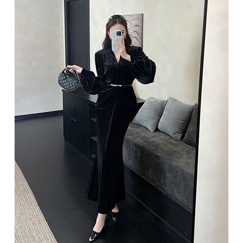 Temperament light tops V-neck skirt 3pcs set for women