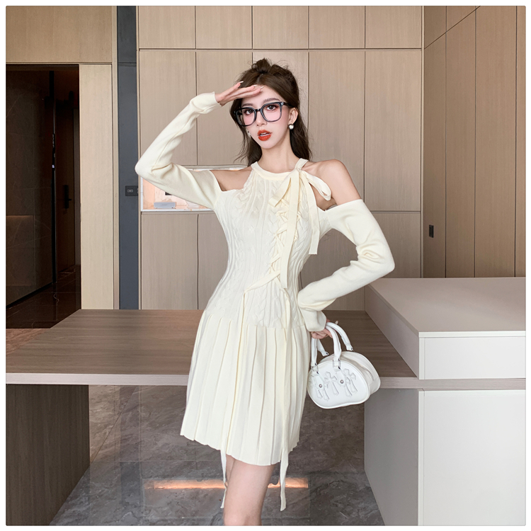 Retro frenum dress ballet knitted sweater