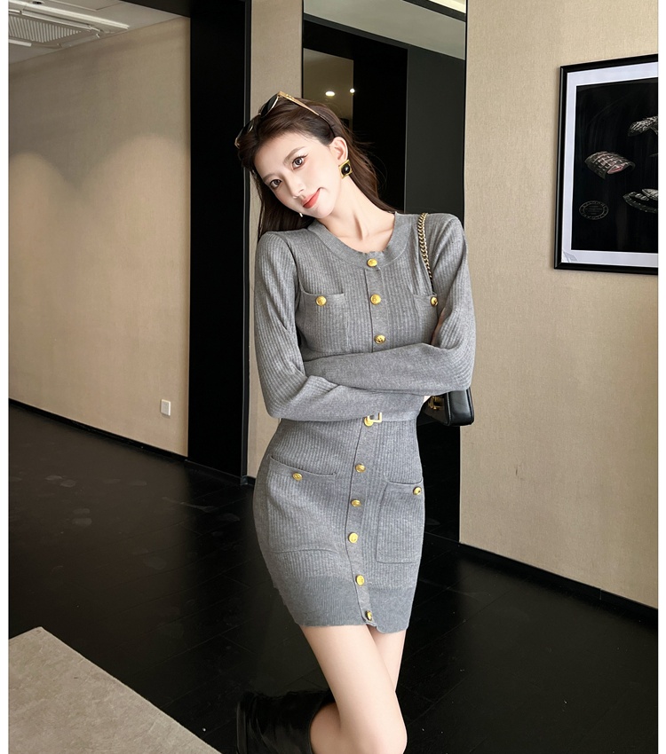 Round neck belt knitted T-back for women