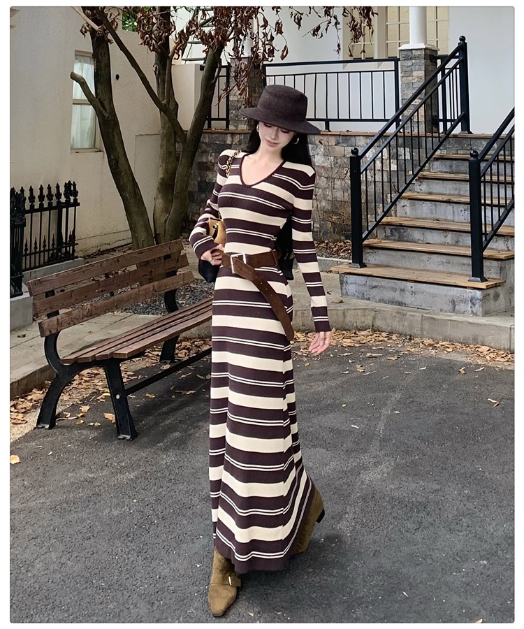 Bottoming knitted long dress package hip dress