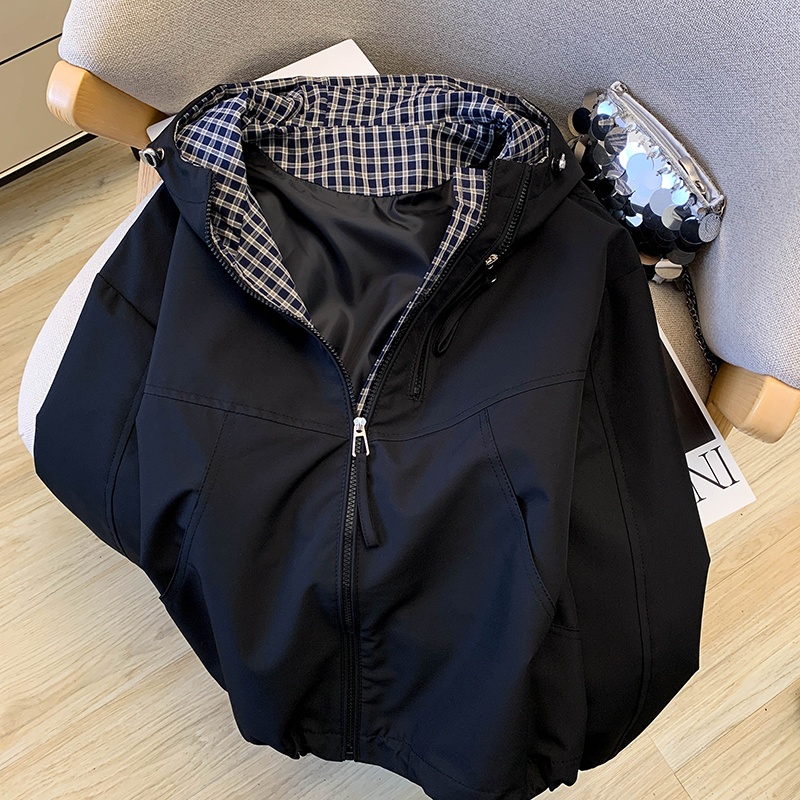 Korean style technical jacket tops for women