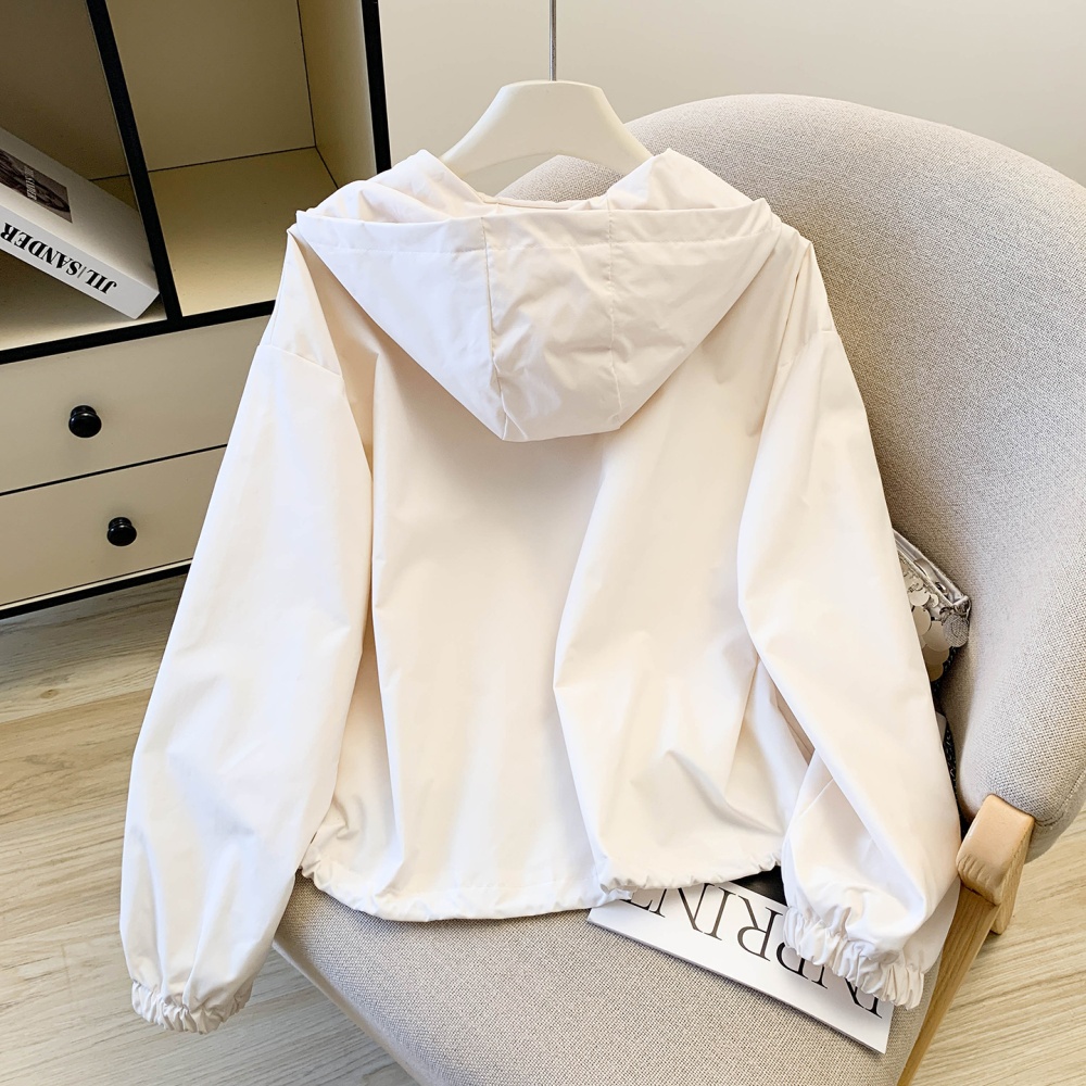 Hooded drawstring tops spring and autumn jacket for women