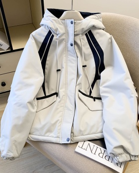 Winter mixed colors coat beige short cotton coat for women