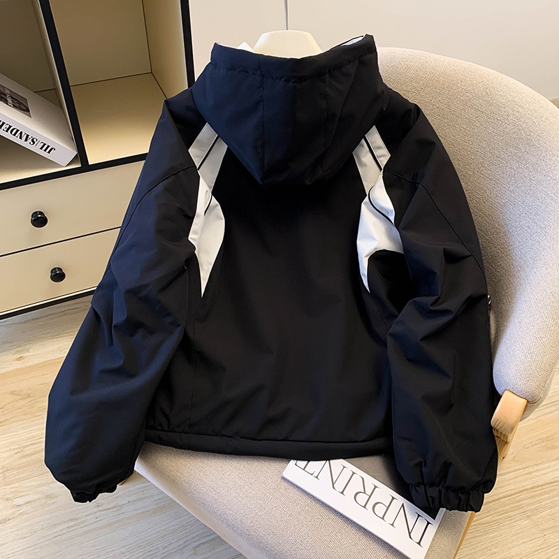 Winter mixed colors coat beige short cotton coat for women