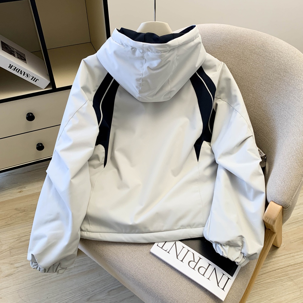 Winter mixed colors coat beige short cotton coat for women