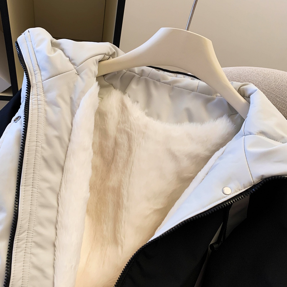 Winter mixed colors coat beige short cotton coat for women