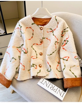 Unique cotton coat jacquard overcoat for women