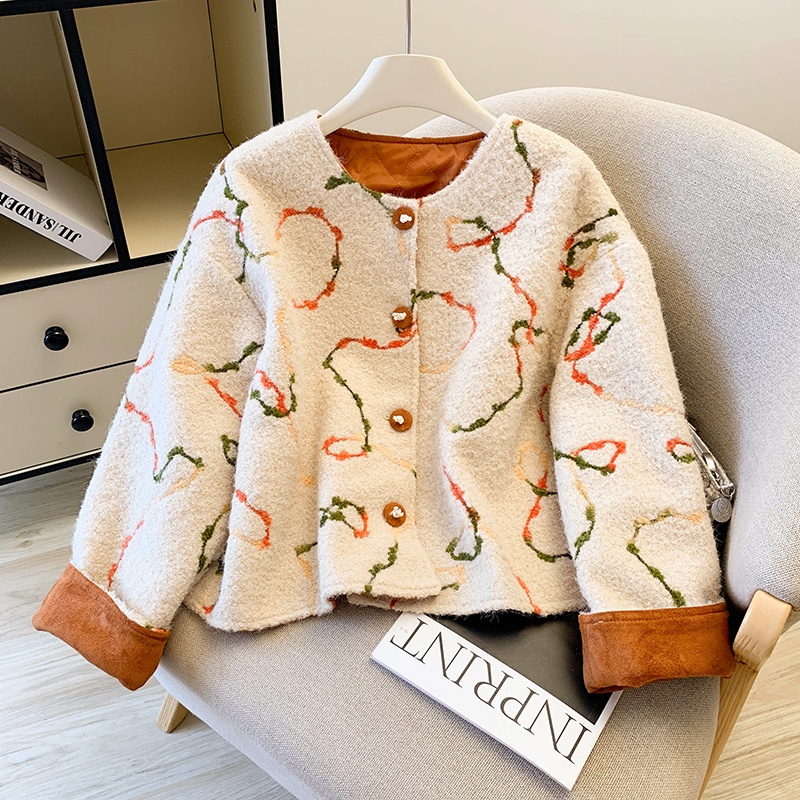 Unique cotton coat jacquard overcoat for women