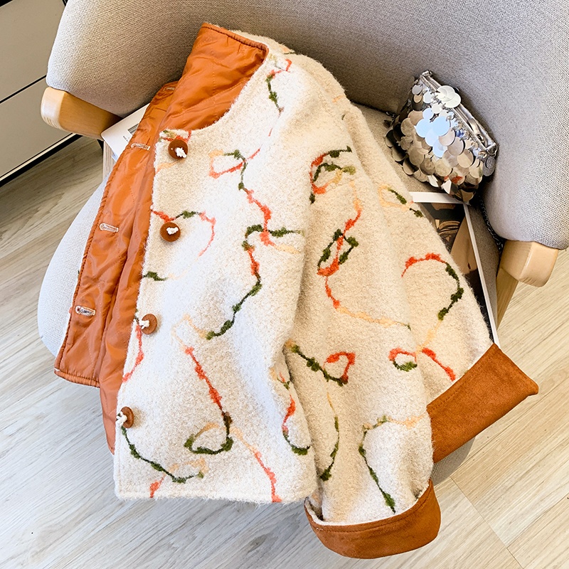 Unique cotton coat jacquard overcoat for women