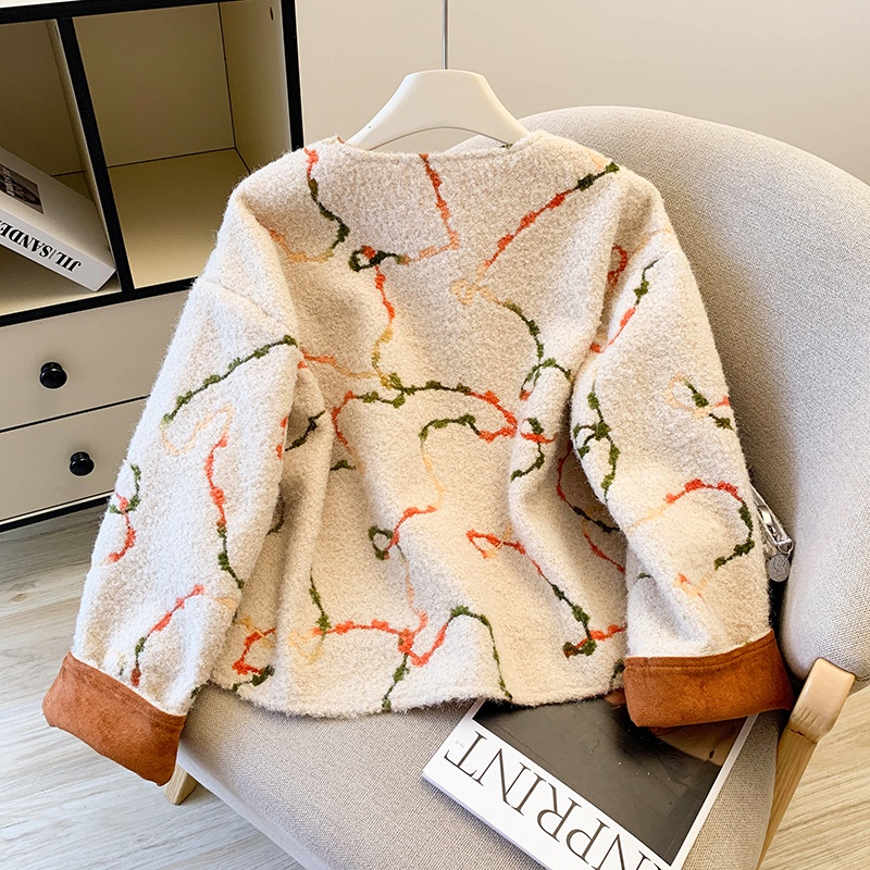Unique cotton coat jacquard overcoat for women