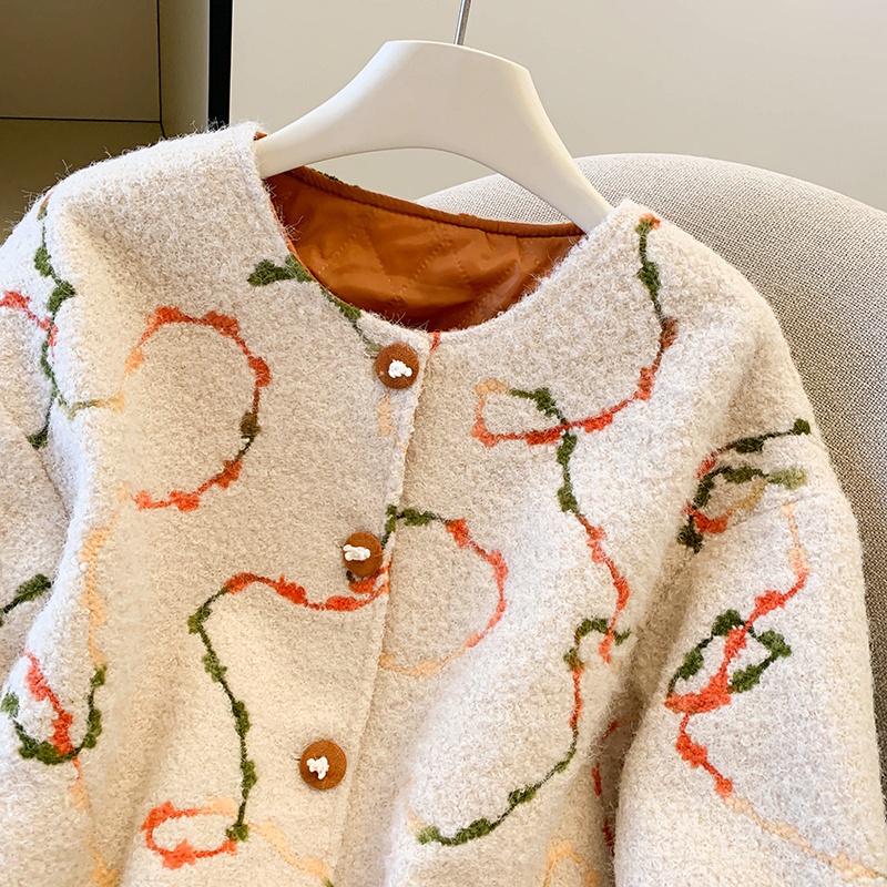 Unique cotton coat jacquard overcoat for women