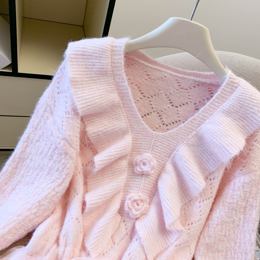 Pinched waist tender sweater sweet splice tops for women