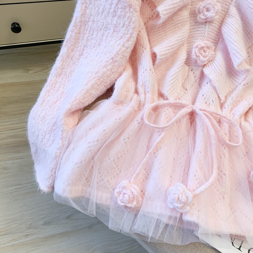 Pinched waist tender sweater sweet splice tops for women