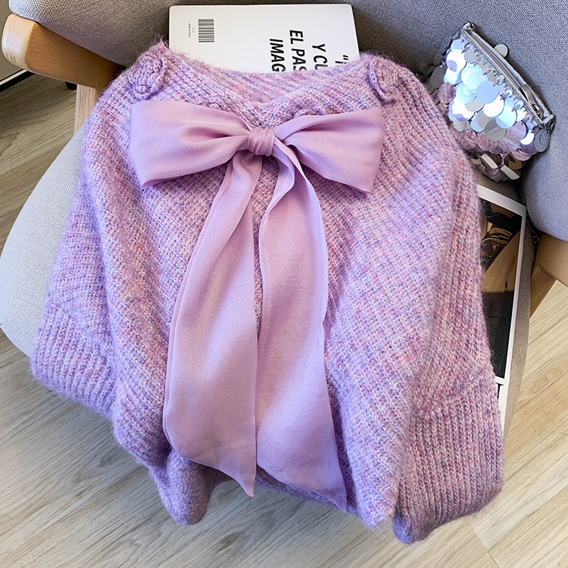 Bow tops temperament sweater for women