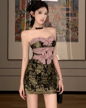 Bow slim wrapped chest short spicegirl dress