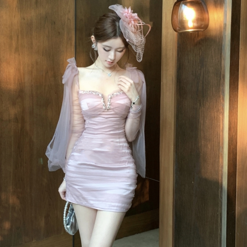 Ladies slim package hip short dress